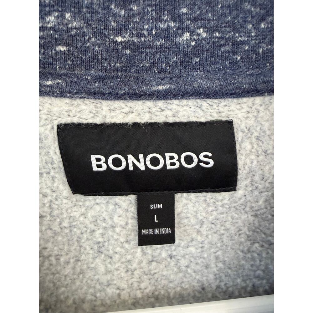 Bonobos Blue Speckled Zip Up Sweatshirt Jacket Slim Fit Size L Fleece Lined - Picture 3 of 7